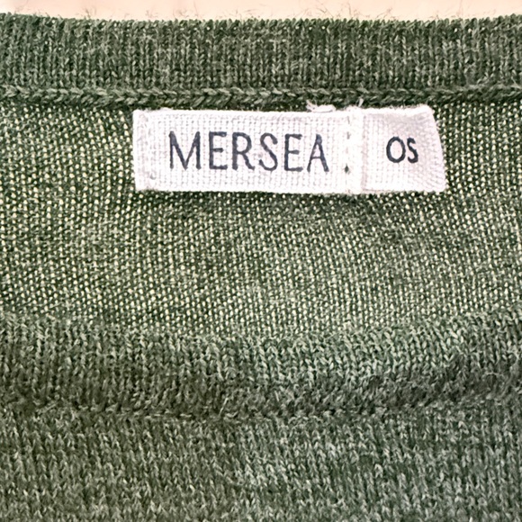 Mersea The Amour Green Striped Sweater with Red Heart Patch OS - Picture 7 of 8